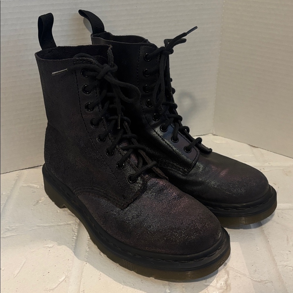 Dr. Martens Pascal Iridescent Metallic Oil Slick Lace Up Combat Style Boot